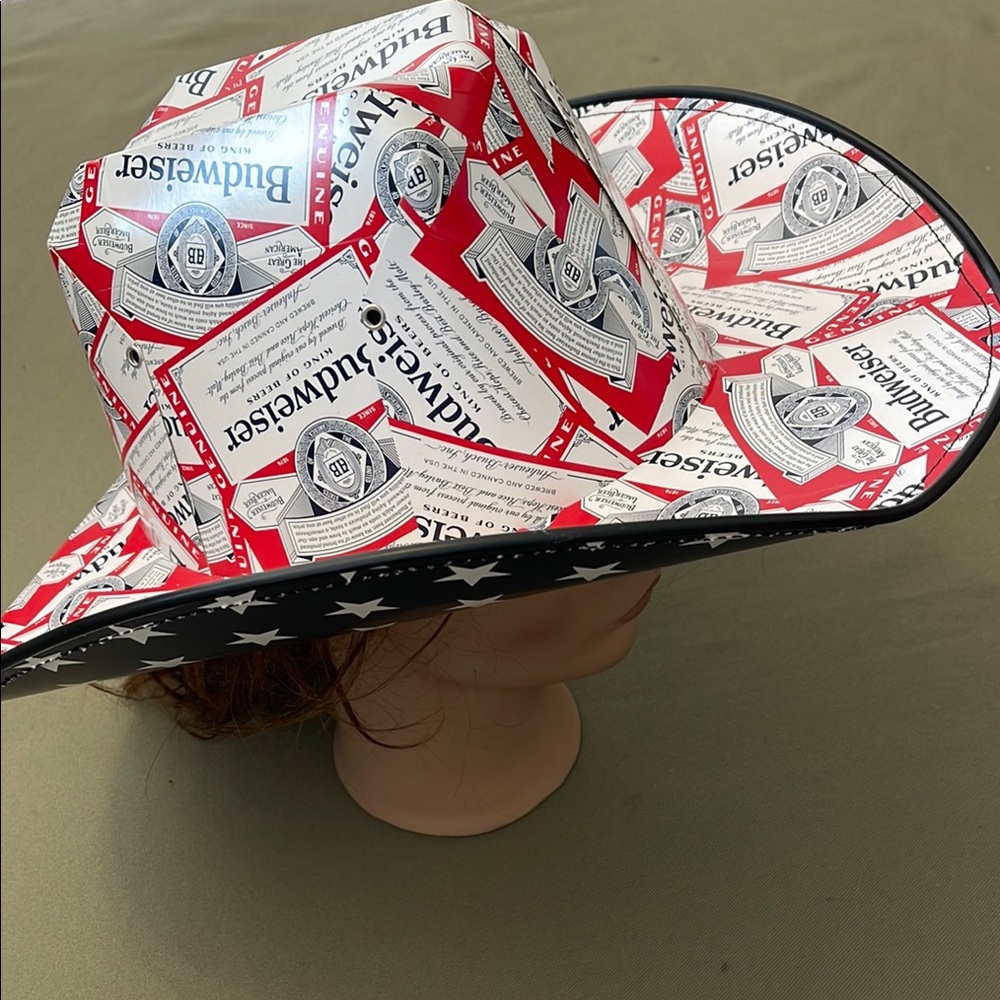 Budweiser Print Cowboy Hat - Red White Blue